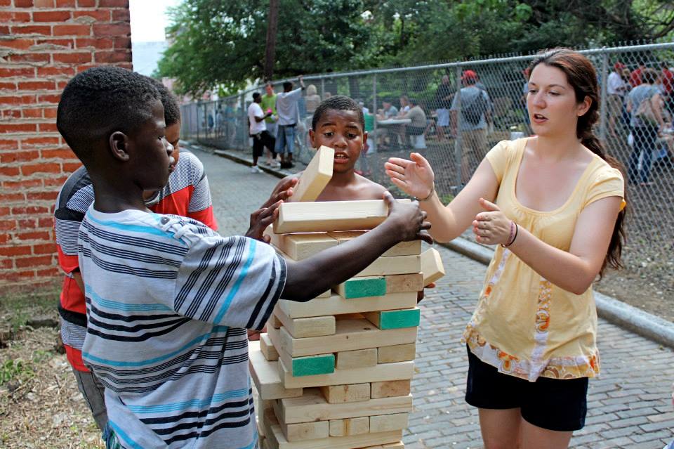 Big game of Jenga in Five Points Alley