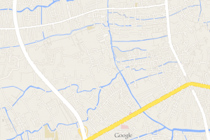 Google maps view of a superblock and its canals and 'sois' in Bang Wa, Bangkok, Thailand