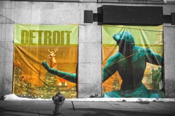 Spirit of Detroit banner. Photo by John Cruz.